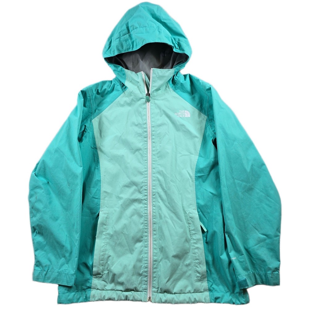 The North Face DryVent Rain Jacket Girls XL 18 Teal Aqua Nylon Hooded Coat